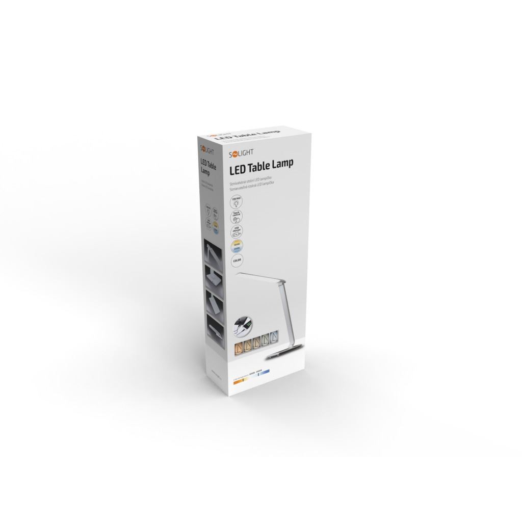 Solight LED stolní lampička stmívatelná, 12W, volba teploty světla, USB, bílý lesk - Obrázek 9