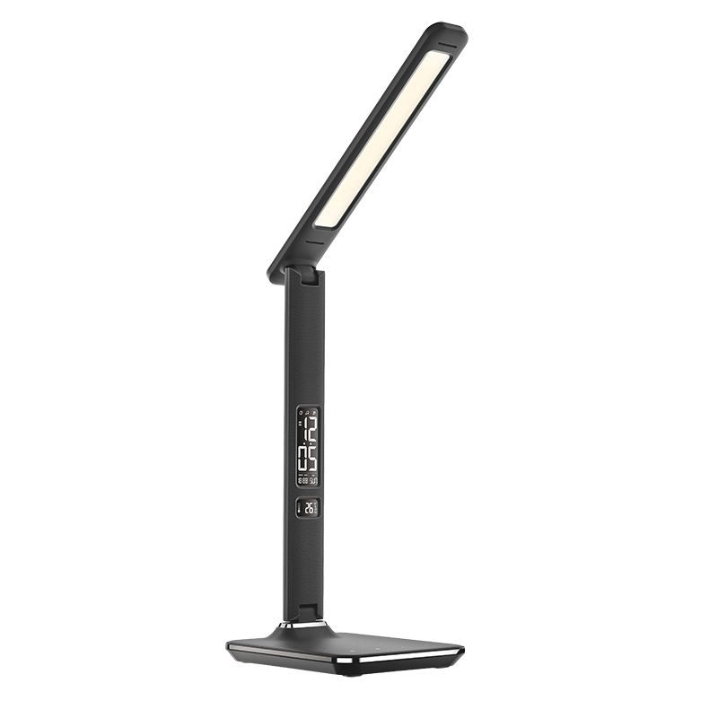 Solight LED stolní lampička s displejem, 9W, volba teploty světla, kůže, černá - Obrázek 2