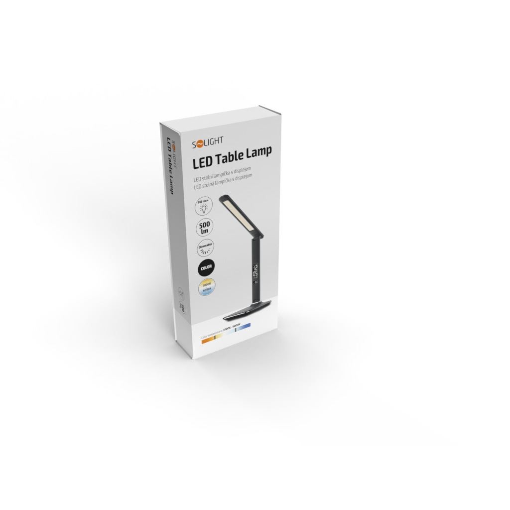 Solight LED stolní lampička s displejem, 9W, volba teploty světla, kůže, černá - Obrázek 11