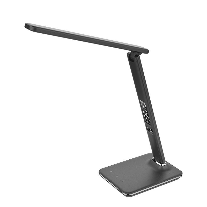 Solight LED stolní lampička s displejem, 9W, volba teploty světla, kůže, černá - Obrázek 3