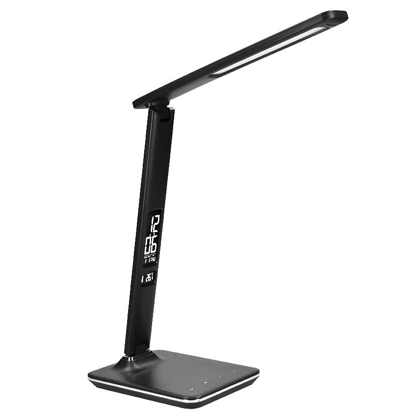 Solight LED stolní lampička s displejem, 9W, volba teploty světla, kůže, černá - Obrázek 4