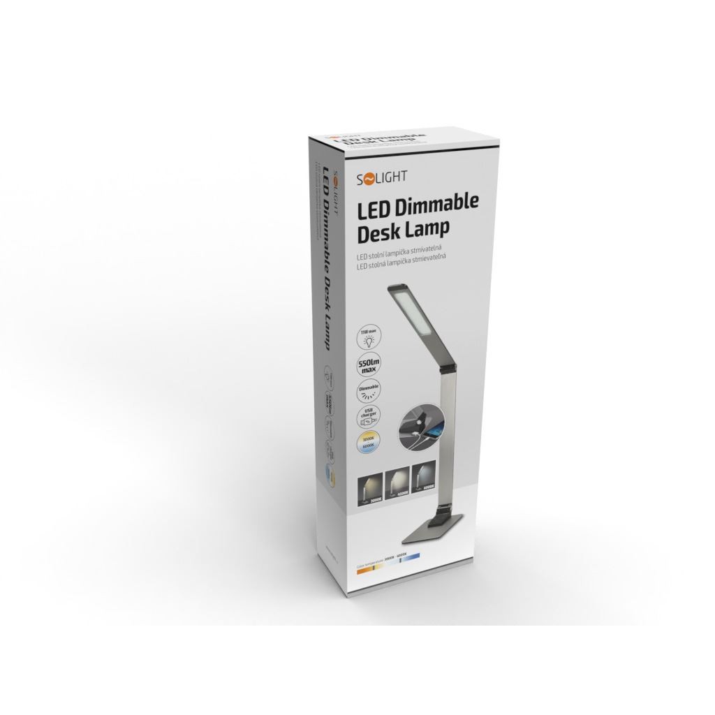 Solight LED stolní lampička stmívatelná, 11W, změna chromatičnosti, broušený hliník, stříbrná - Obrázek 10